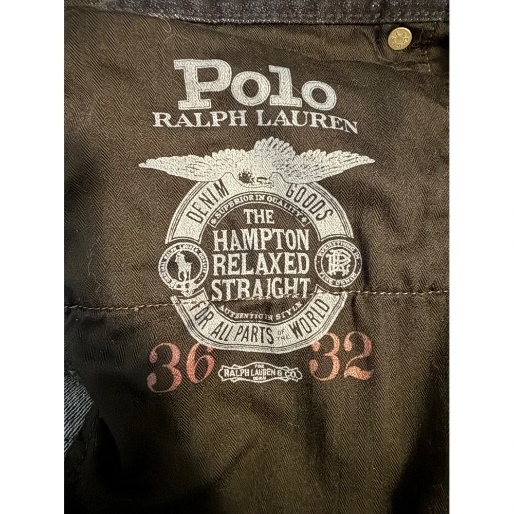 Polo Ralph Lauren Hampton Relaxed Straight Jeans Mens 36x32 Dark Indigo Blue